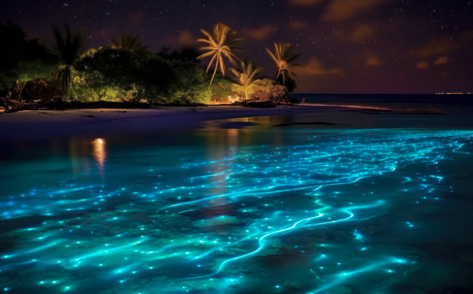 The Sea of Stars at Vaadhoo Island, Maldives.
